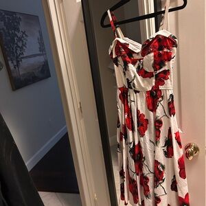 Floral Red and White Women's Dress